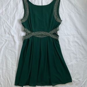 Malaga Beaded Mini Dress Emerald Green